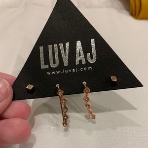 Ear Crawler and Stud Earring Set Rose Gold